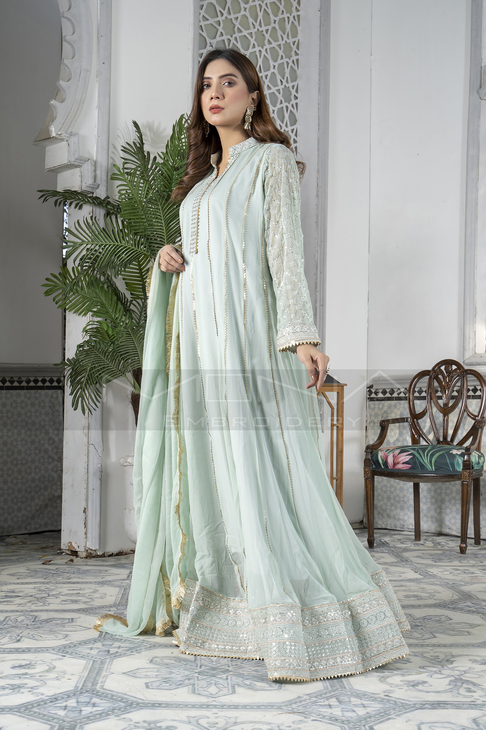 EMBELLISH AZURE- MINT-GREEN Mona Embroidery EMBELLISH AZURE- MINT-GREEN Mona Embroidery