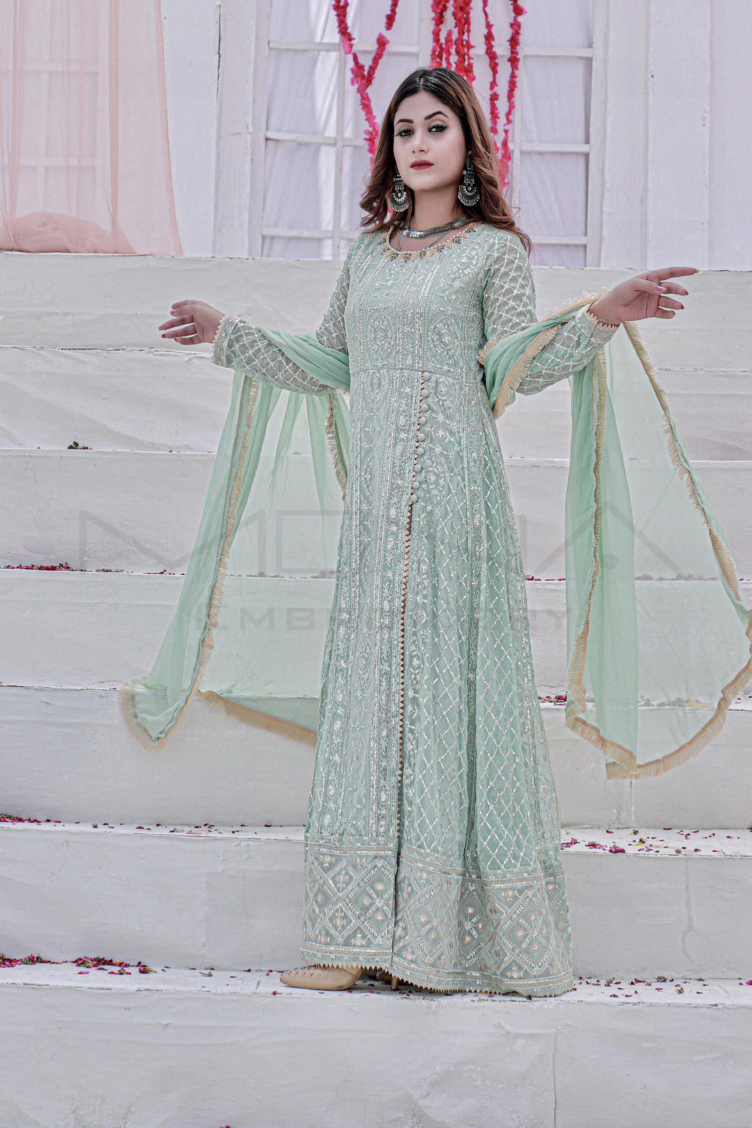 BAROQUE- MINT-GREEN Mona Embroidery BAROQUE- MINT-GREEN Mona Embroidery